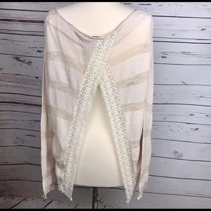 Free People Sweaters - Free People Knit Top with Lace Trim Split Back Free People Sweaters - Free People Knit Top with Lace Trim Split Back